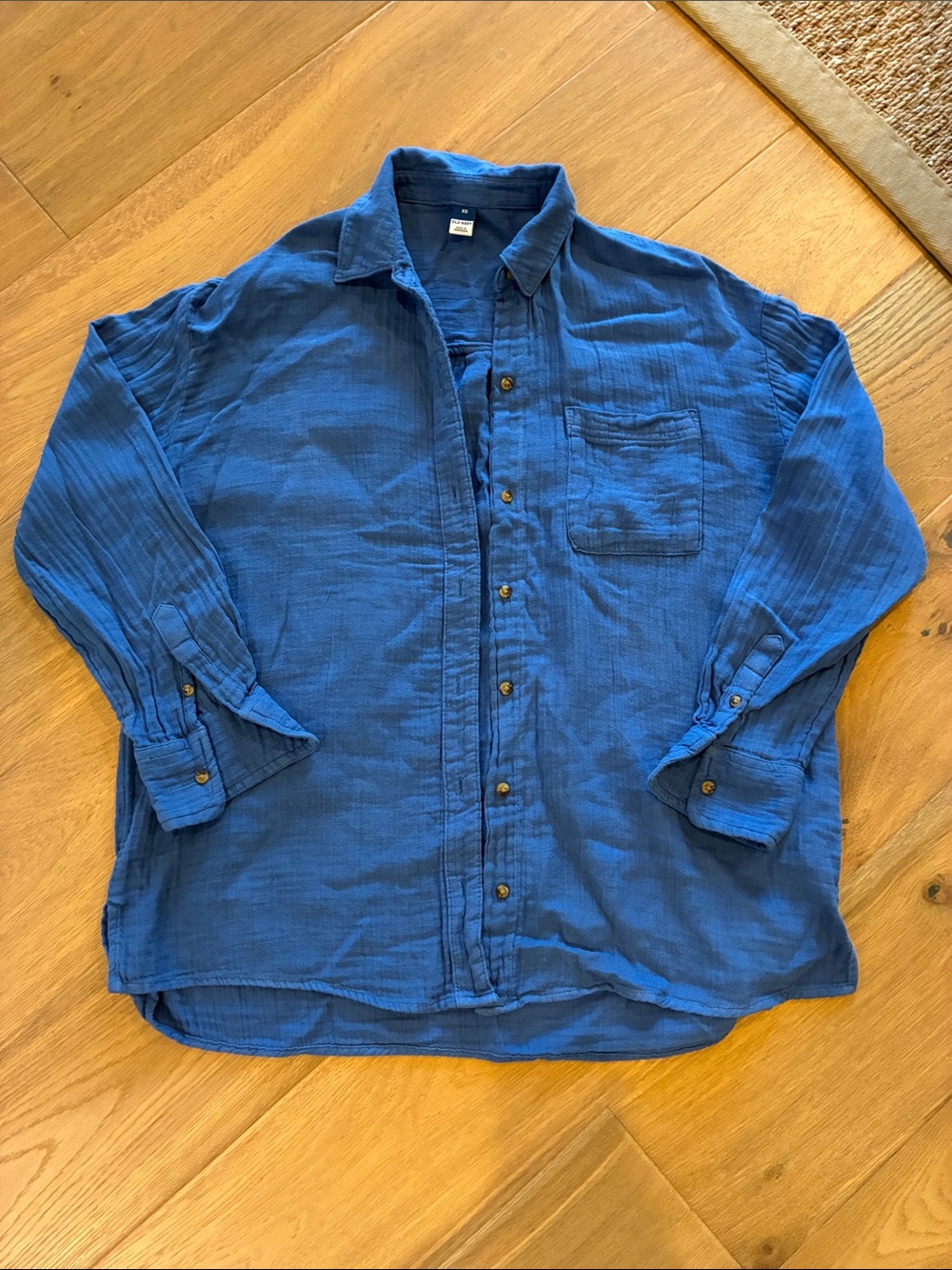 Old Navy Blue Gauze Button-Up Shirt